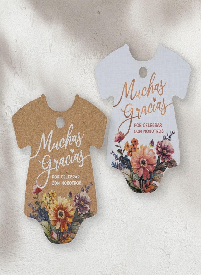 Summer-Ray.com Summer-Ray 50pcs Baby Onesie Baby Shower Favor Thank You Tags Muchas Gracias Tags (Brown Kraft) - Image 2